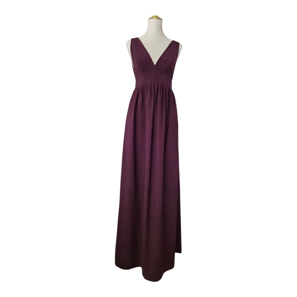 Jill Jill Stuart Women's Formal Gown Plum Purple Sleeveless Deep V Maxi‎ Dress 2